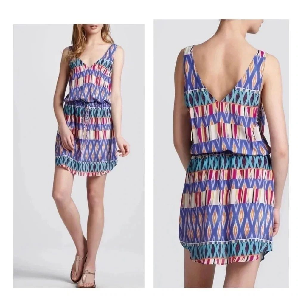 Rory Beca Fiery Printed Drawstring Silk Dress Size XS